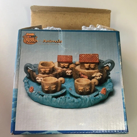 Vintage 1996 Noah and the Animals Hand Crafted Miniature Tea Set - Picture 10 of 11